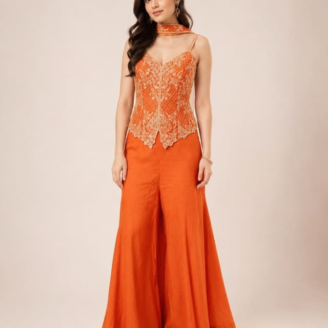 Orange Sharara Set