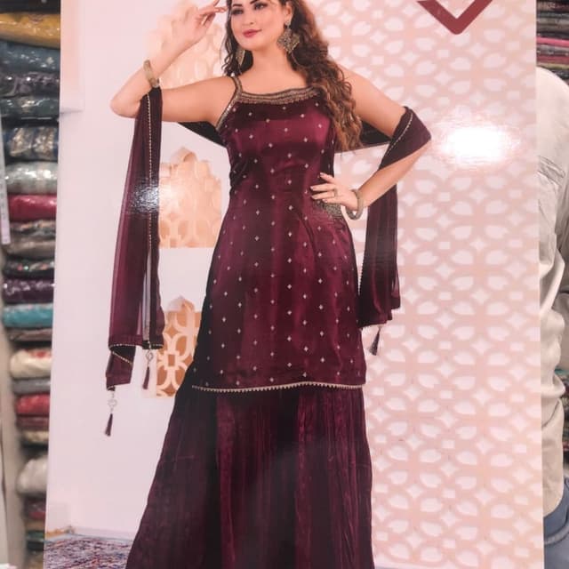 Maroon Sharara Set