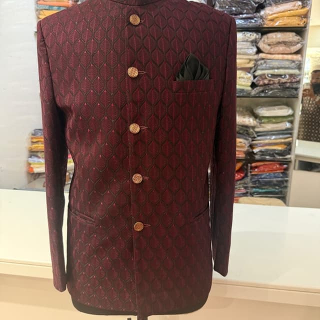 Maroon and Black Bandhgala Jacket
