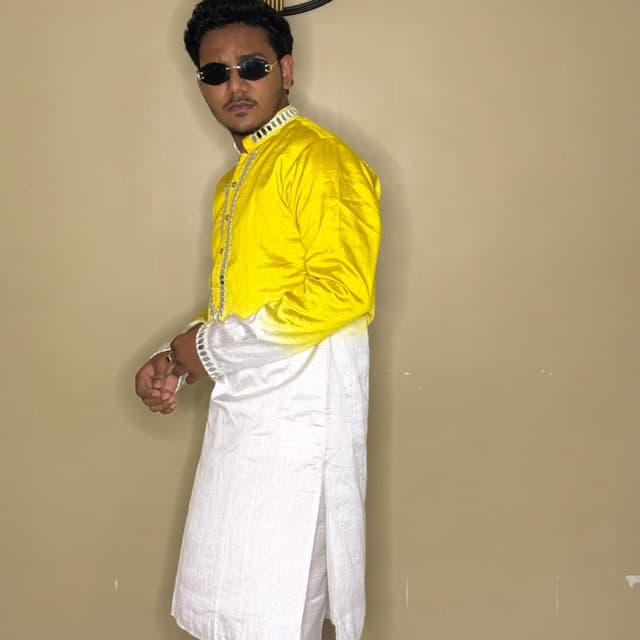 Yellow and White Kurta Set