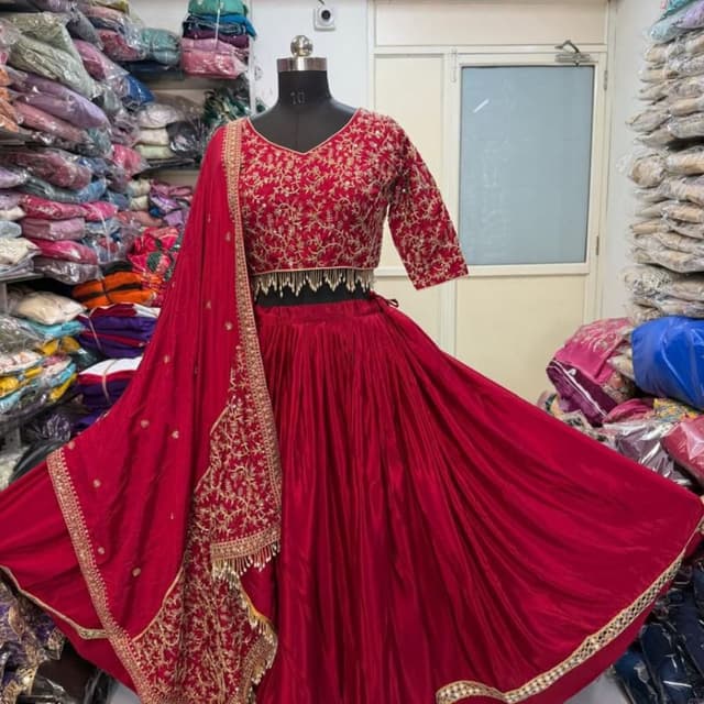 Red, Gold Lehenga Choli