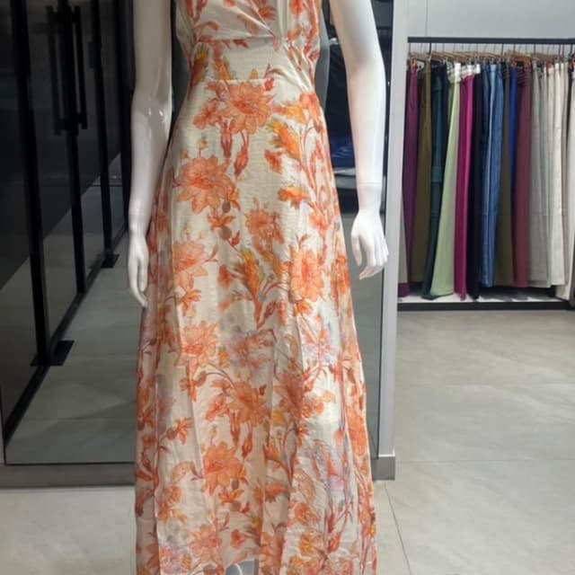 Cream, Orange, Peach, Yellow Dress