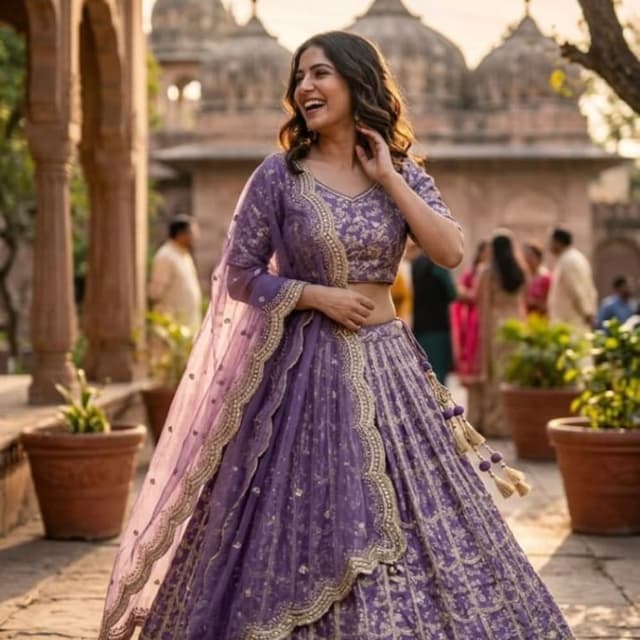 Purple with Gold embellishments Lehenga Choli