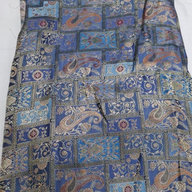 Blue and Gold, with accents of orange, red, and green Fabric/Unstitched Material