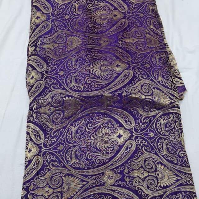 Deep Purple with Gold Fabric/Unstitched Material