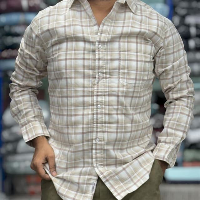 Beige and brown plaid Shirt