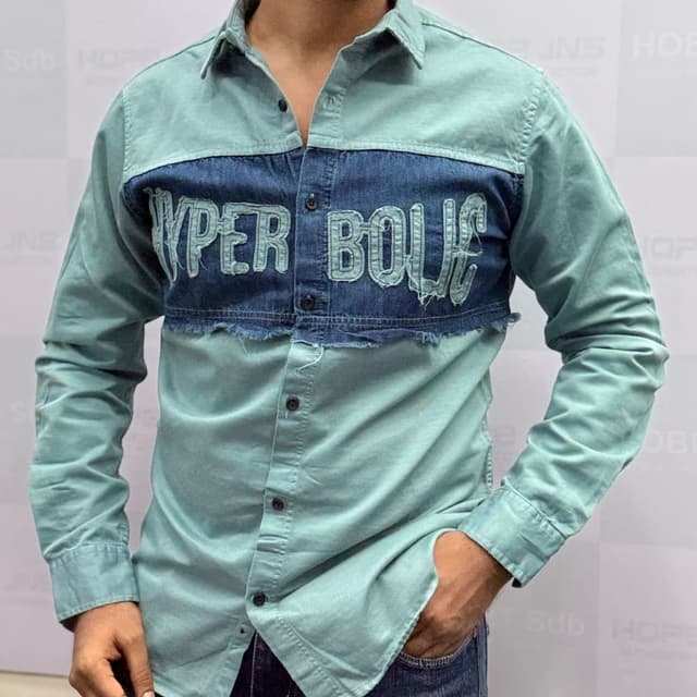 Light Teal and Dark Blue Shirt