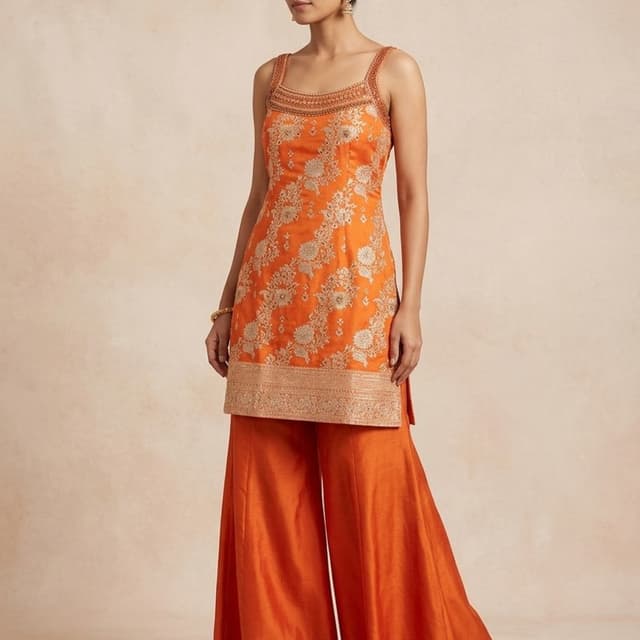 Orange Kurta and Palazzo Set