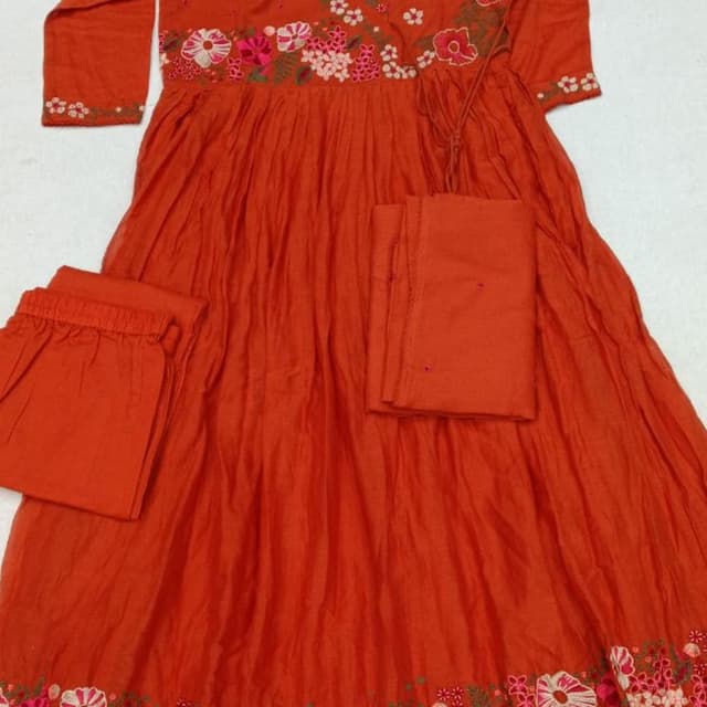 Orange, Pink, White, Green Anarkali Suit with Palazzo Pants