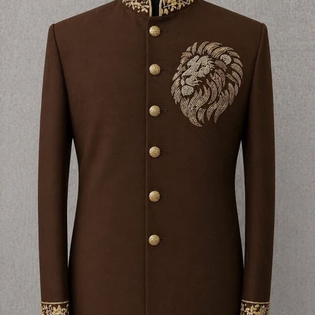 Brown with Gold embellishments Sherwani