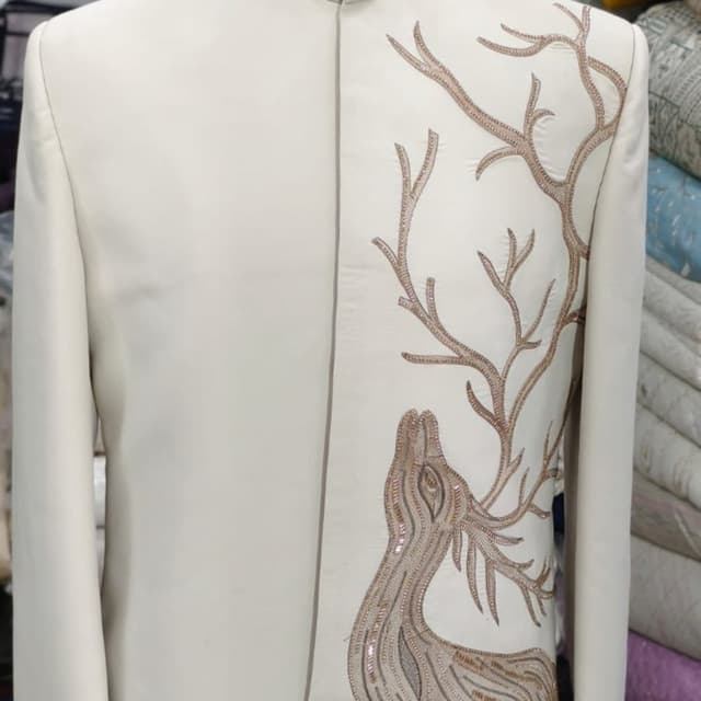 Cream, Gold, Brown Sherwani