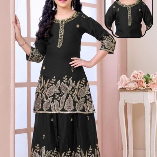 Black and Gold Sharara Set