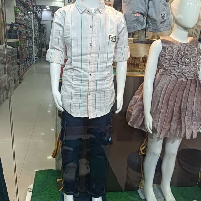 White with blue and green stripes Shirt