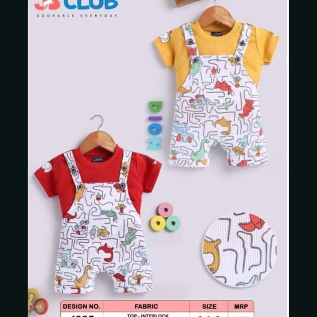 White, Red, Yellow, Green, Blue, Orange Dungaree Set