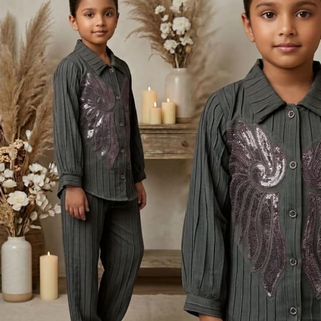 Charcoal Grey Co-ord Set (Shirt and Pants)
