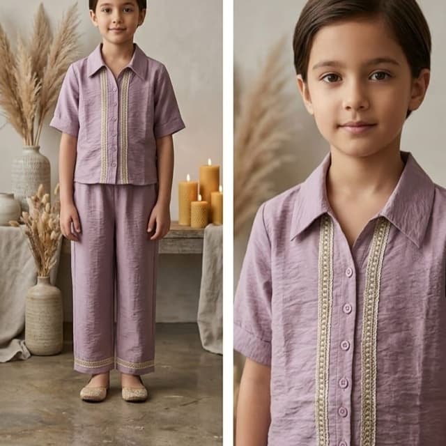 Lavender Co-ord Set (Shirt and Pants)