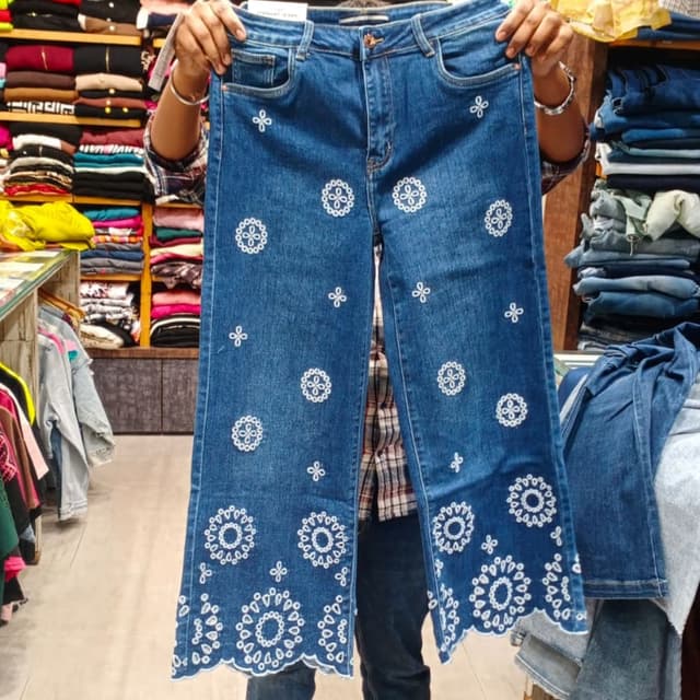 Blue and White Jeans