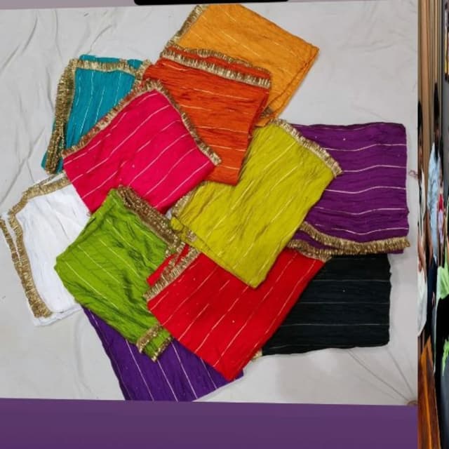 Multicolor (teal, pink, orange, lime green, red, purple, white, black, yellow) Dupatta