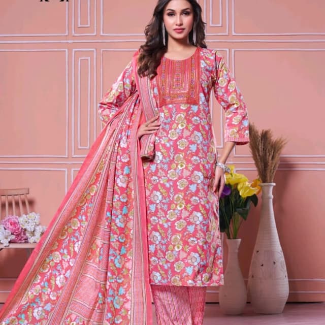 Pink, Blue, Yellow, Green, White Salwar Kameez