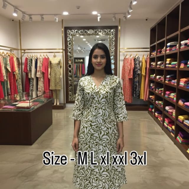 White and Olive Green Kurta and Pants Set