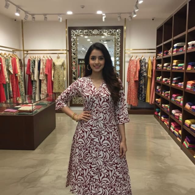Maroon and White Kurta and Pants Set