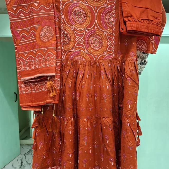 Orange, Pink, White Kurta Set