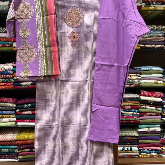 Purple, White, Pink, Green Kurta Set