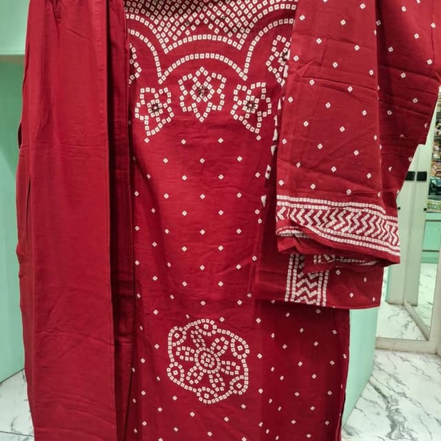 Red and White Kurta and Palazzo Set