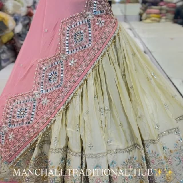 Cream, Pink, White, Silver, Gold, Blue, Teal Lehenga Choli