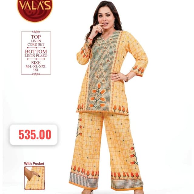 Yellow, Green, Orange, White Kurta and Palazzo Set