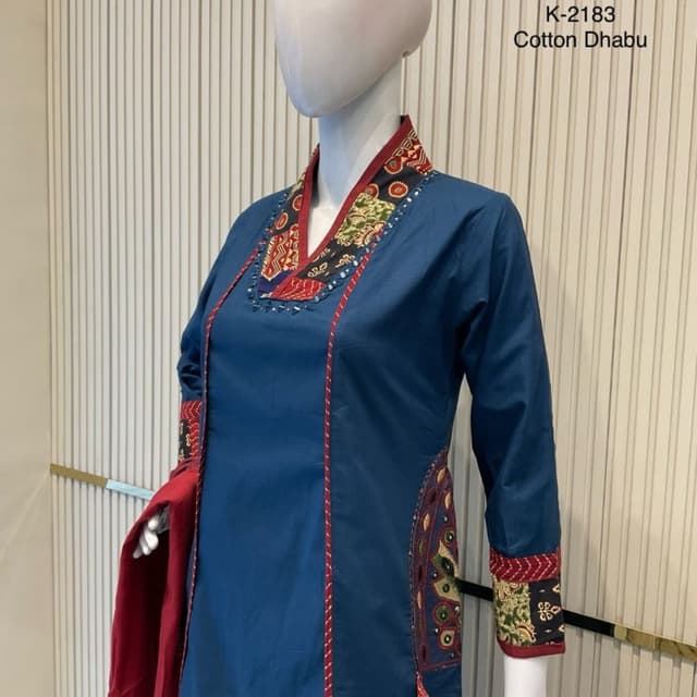 Blue, Red, Black, Green, Yellow, Gold Kurti