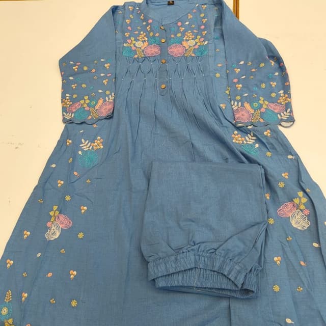 Sky Blue with Multi-color Embroidery Salwar Kameez Set