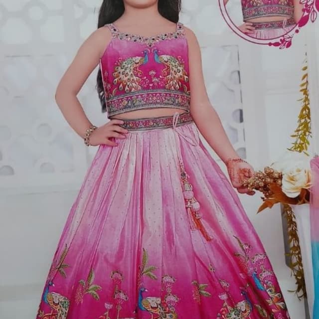 Pink, Magenta, Teal, Orange, Green, White Lehenga Choli