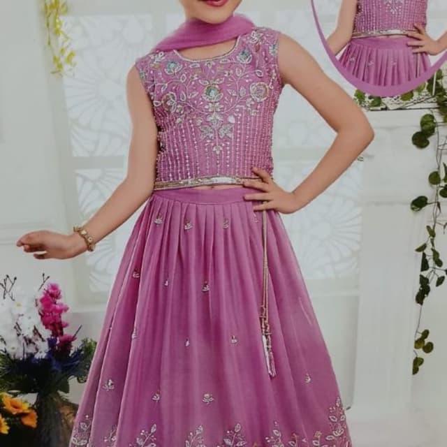 Lilac/Purple, Silver, Teal, Gold Lehenga Choli