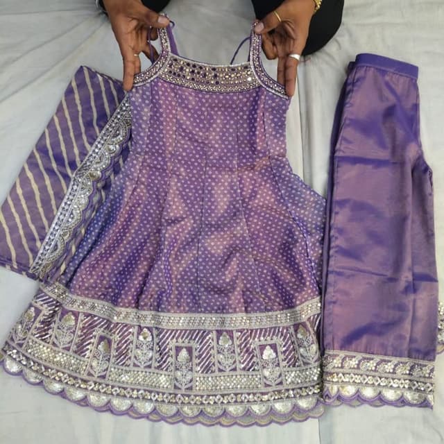 Purple, Silver Lehenga Choli