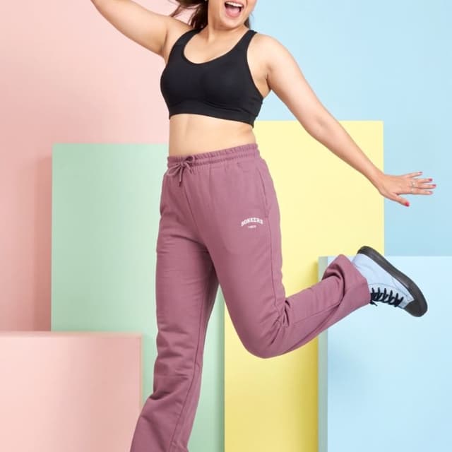 Muted Plum, Black, White Track Pants