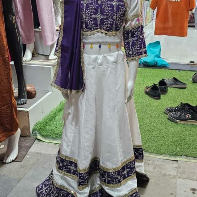 White, Purple, Gold Lehenga Choli