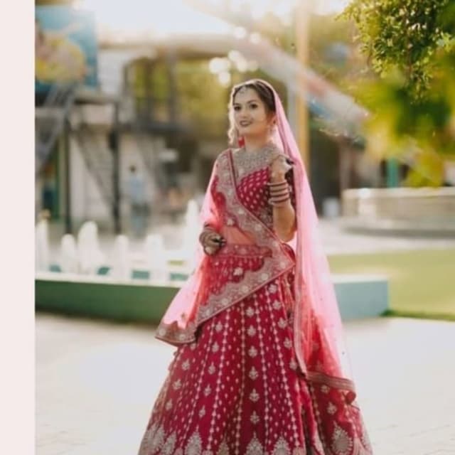 Deep Red with Silver/White Embroidery Lehenga Choli