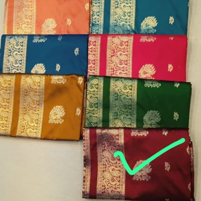 Multicolor (Green, Dark Green, Orange, Teal, Blue, Pink, Mustard Yellow, Maroon) Saree