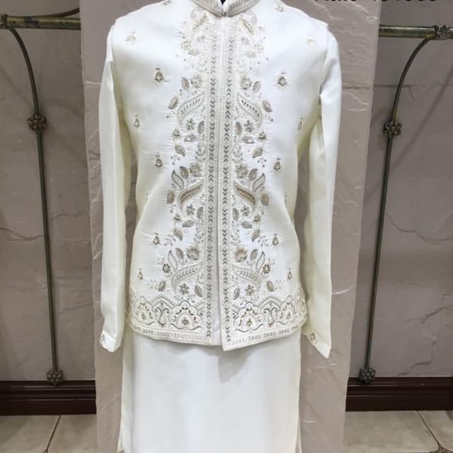 White, Cream, Gold Sherwani Set