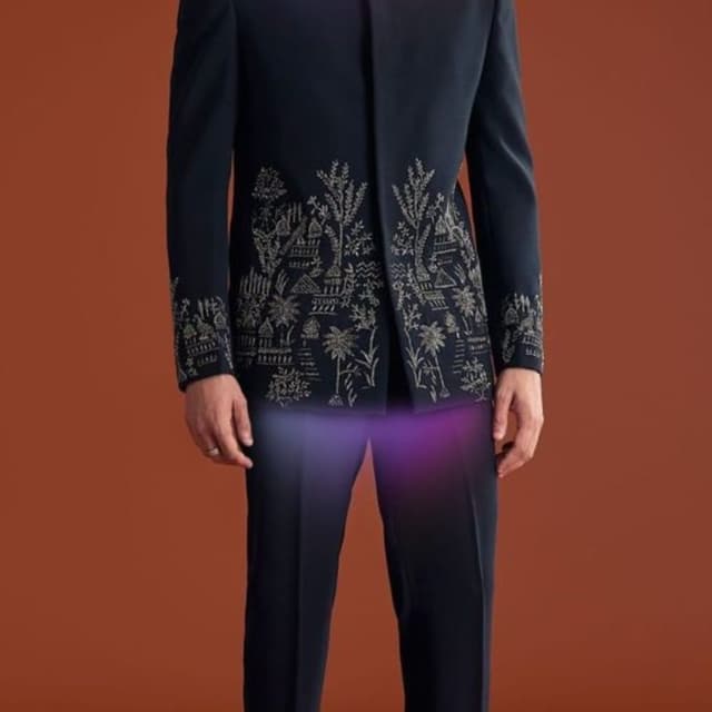 Navy blue with silver/grey embroidery Jodhpuri Suit