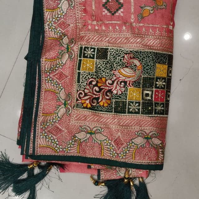 Pink, Green, Yellow, Gold, White Saree or Dupatta