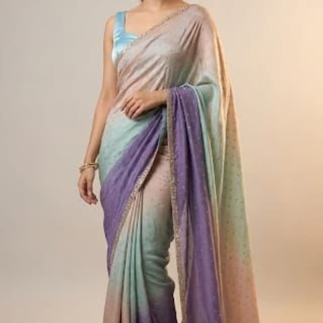 Pastel Ombre (Peach, Mint Green, Lavender) Saree