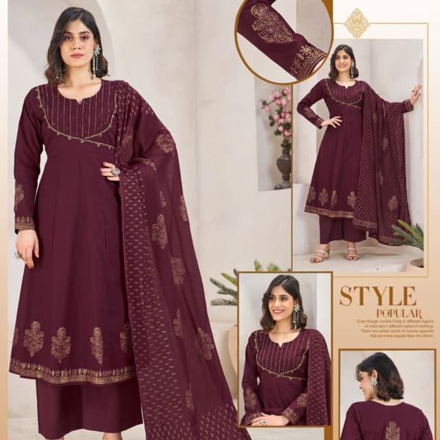 Maroon with Gold Kurta Set
