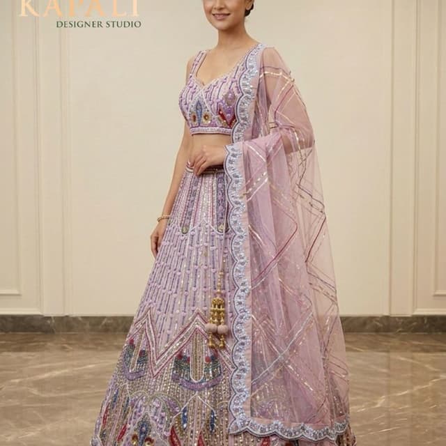 Lavender, Pink, Gold, Silver, Blue, Red, Purple Lehenga Choli