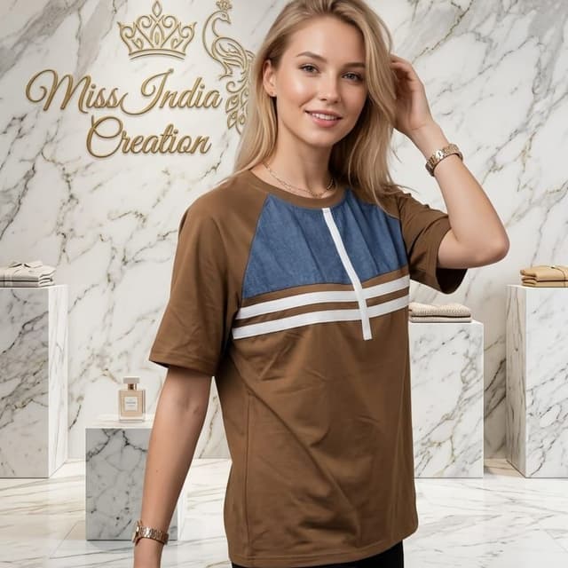 Brown, Blue, White T-Shirt