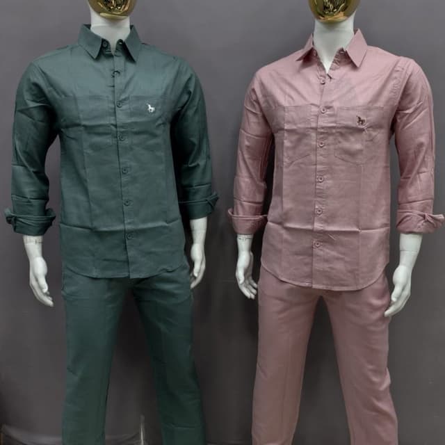 Teal Green, Dusty Rose Shirt and Pants Set