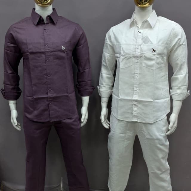 Plum, White Shirt and Trouser Set