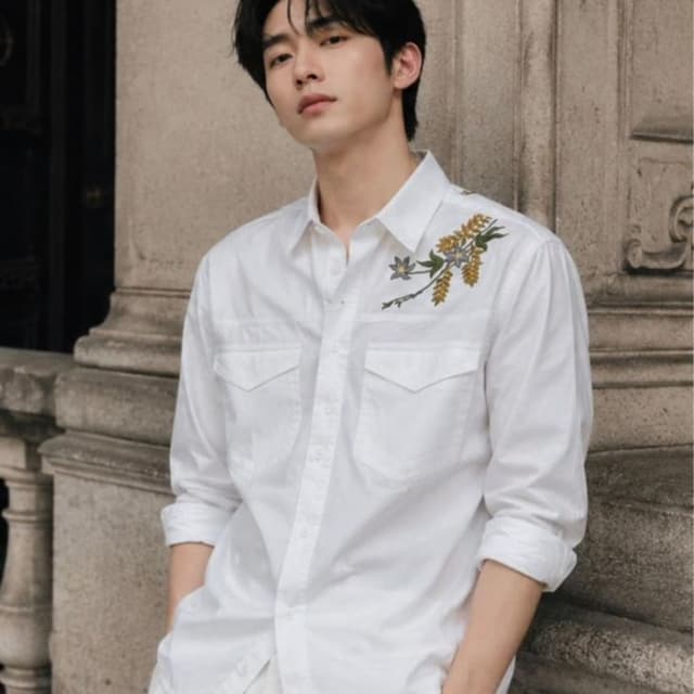 White, Green, Yellow, Brown Shirt