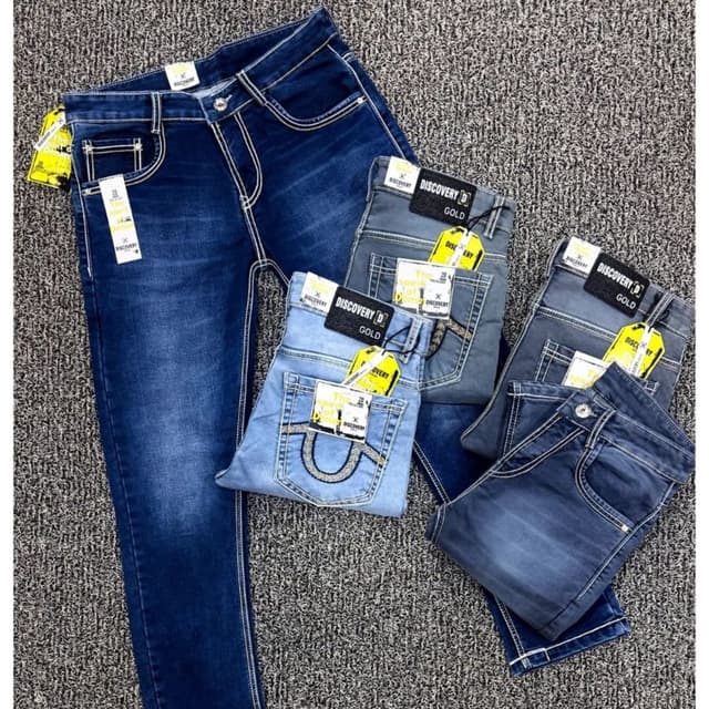 Blue, Grey, White Jeans